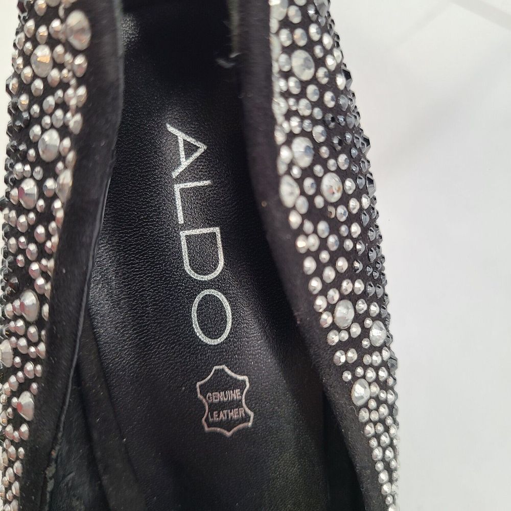 Aldo Black Satin & Rhinestone Stiletto Platform Pumps Size 9 - Picture 6 of 10